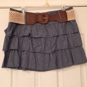 Ruffled mini skirt with belt